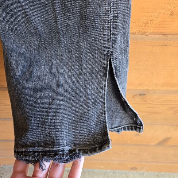 Abercrombie & Fitch Ultra High Rise 90's Straight Split Hem Washed Black 28L 6L - Picture 4 of 6